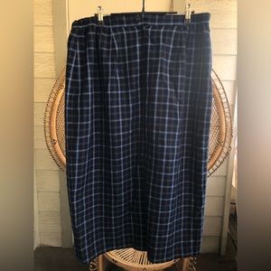 Vintage 90s/Y2k Black and Blue Multi-Color Plaid Midi Skirt Size 16W Sag Harbor